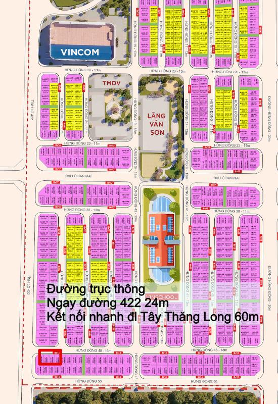Liền kề mặt tiền 8m, sân vườn rộng, ngay đường 422 không lỗi giá tốt đầu tư