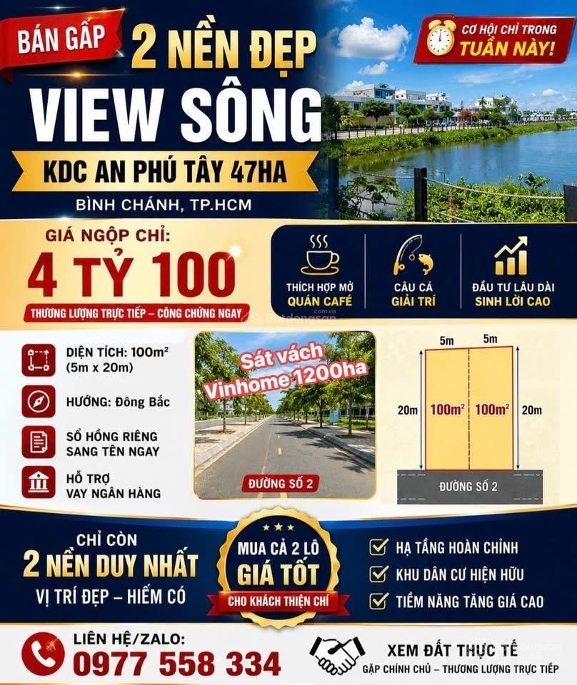 Bán nền 4 tỷ 100m đs2 kdc an phú tây, bình chánh, tp.hcm