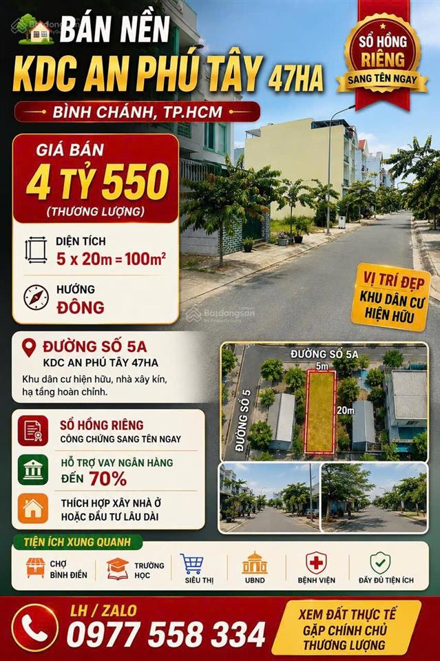 Bán nền 5a 4 tỷ 4 kdc an phú tây bình chánh tphcm