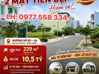 Vip gốc 47 ha bán gấp lô góc 2 mặt tiền 229m2 kdc an phú tây, bình chánh tphcm