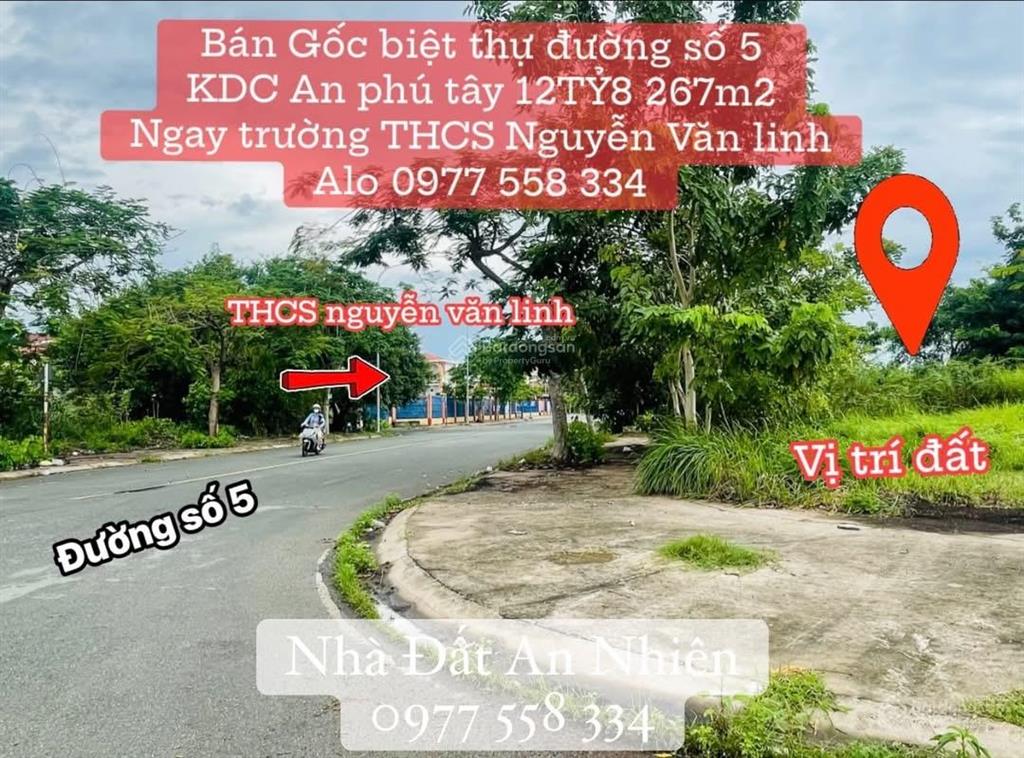 Nền gốc biệt thự 267m2 mặt tiền kdc an phú tây 47ha bình chánh tphcm