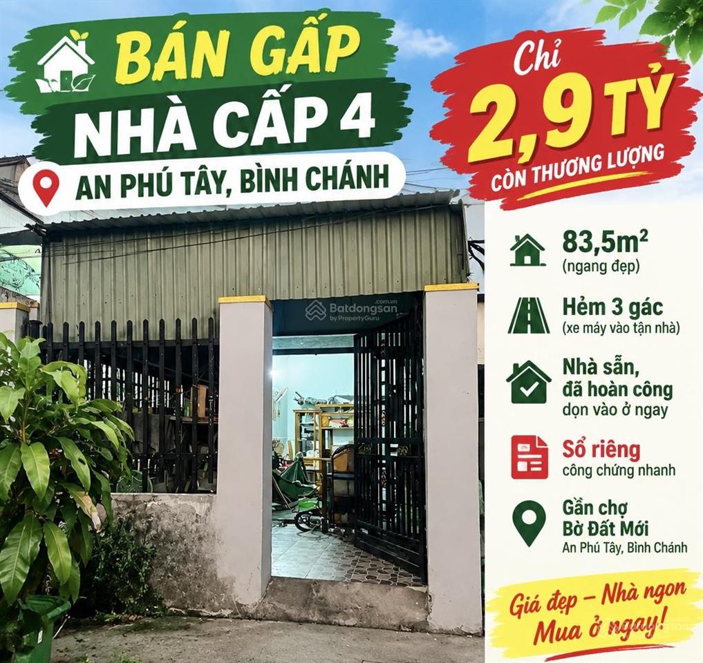 Bán gấp nhà cấp 83.8 m2 2tỷ9 an phú tây, bình chánh đ. bờ huệ tp hcm