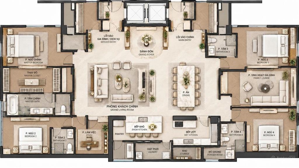 Căn 4pn thiết kế đập thông hướng đông nam view sân vườn trên không tại ciputra  maison priver