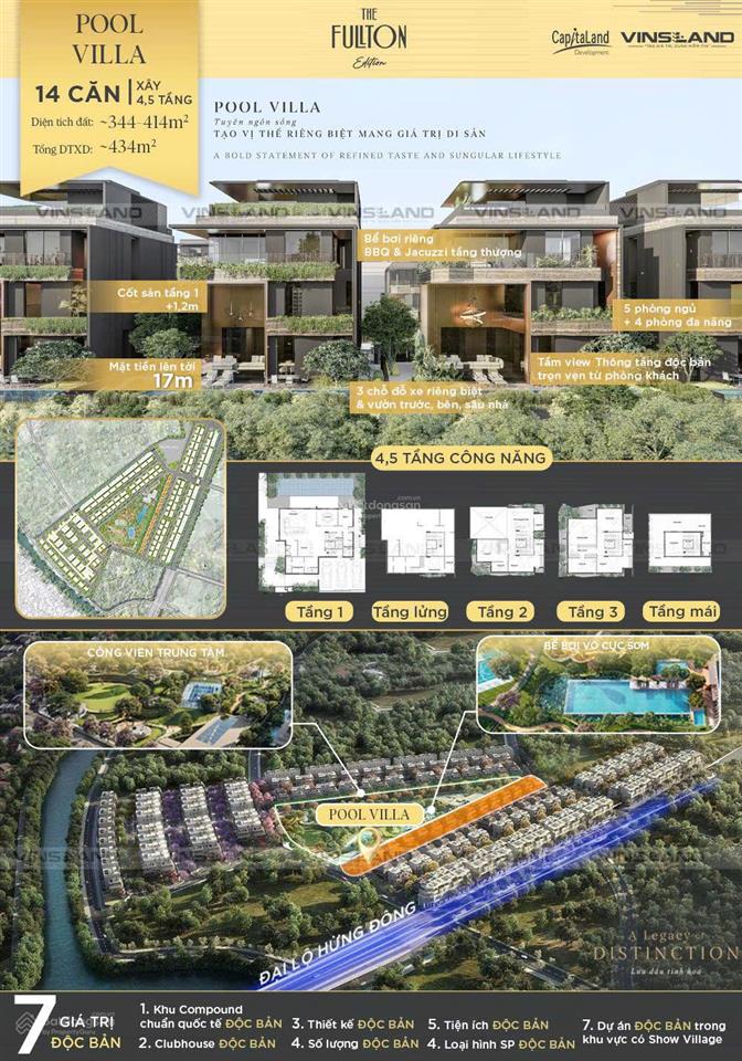 Biệt thự sân vườn khép kín bể bơi riêng có 3 chỗ để ô tô riêng mặt tiền rộng của cđt capitaland