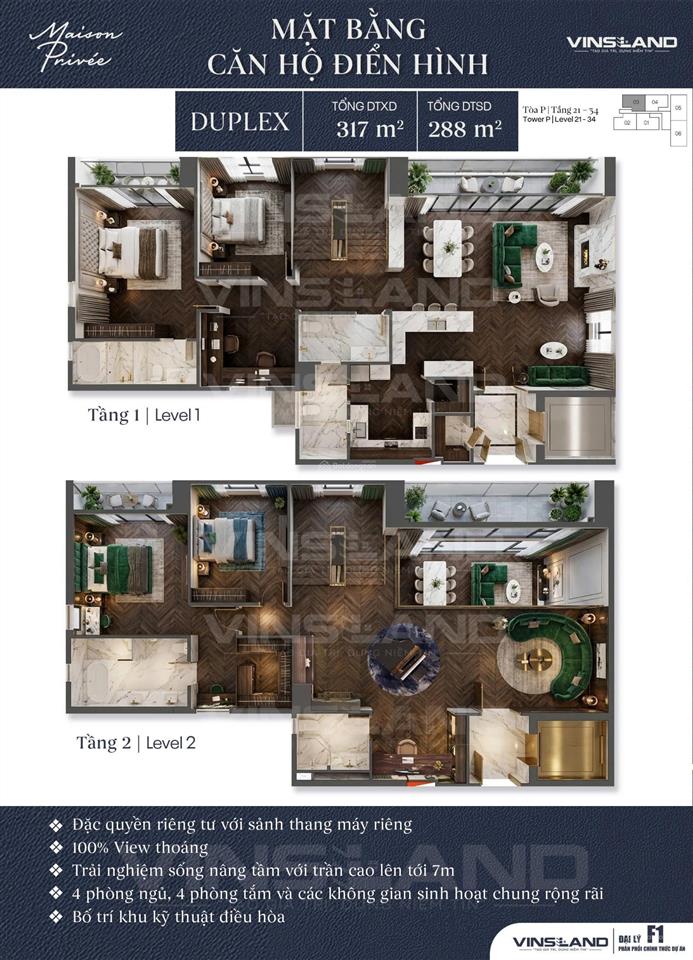 Căn hộ duplex 288m2 ngay trung tâm ciputra hà nội chỉ từ 198tr/m2