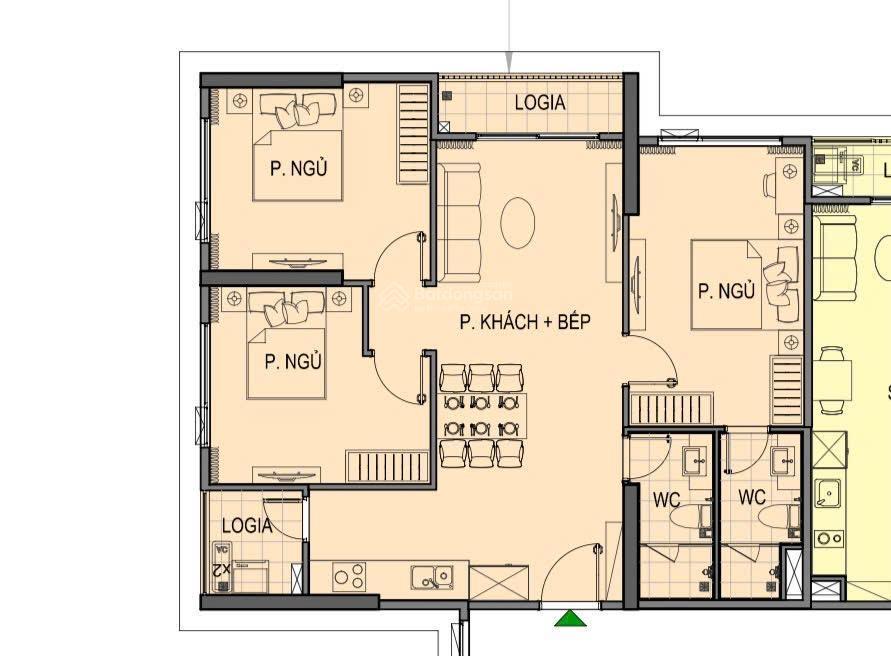 3pn2wc khu beverly, hướng đông bắc, layout nhà đẹp
