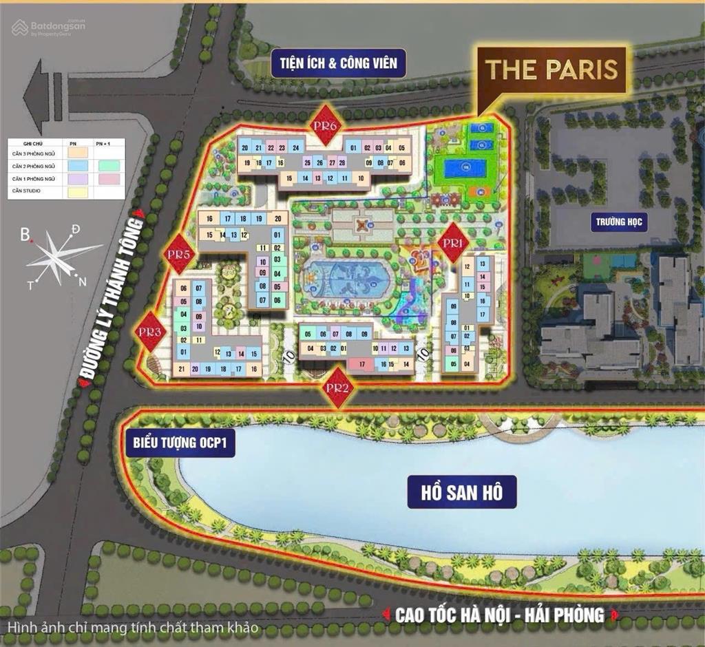 Giá siêu tốt 56 triệu/m2 căn 1pn + 1 view nhìn thẳng hồ bơi nội khu paris
