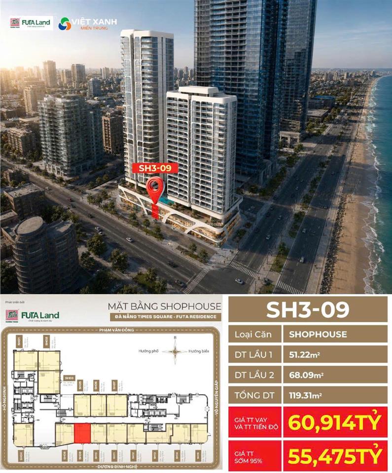 Suất ngoại giao shophouse khối đế times square mặt biển đà nẵng