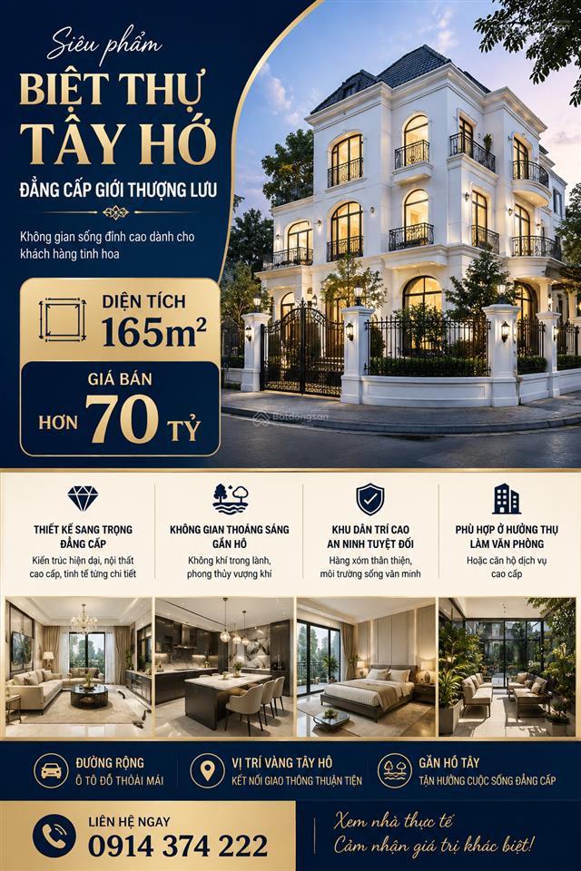 Biệt thự tây hồ đẳng cấp giới thượng lưu 165m hơn 70 tỷ0914 374 ***