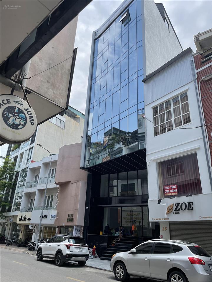 Tòa building trung kính, dt 81m x 7t, mỗi tầng 2p, dthu 60tr/th, pccc, gpxd, thang máy, vỉa hè 5m