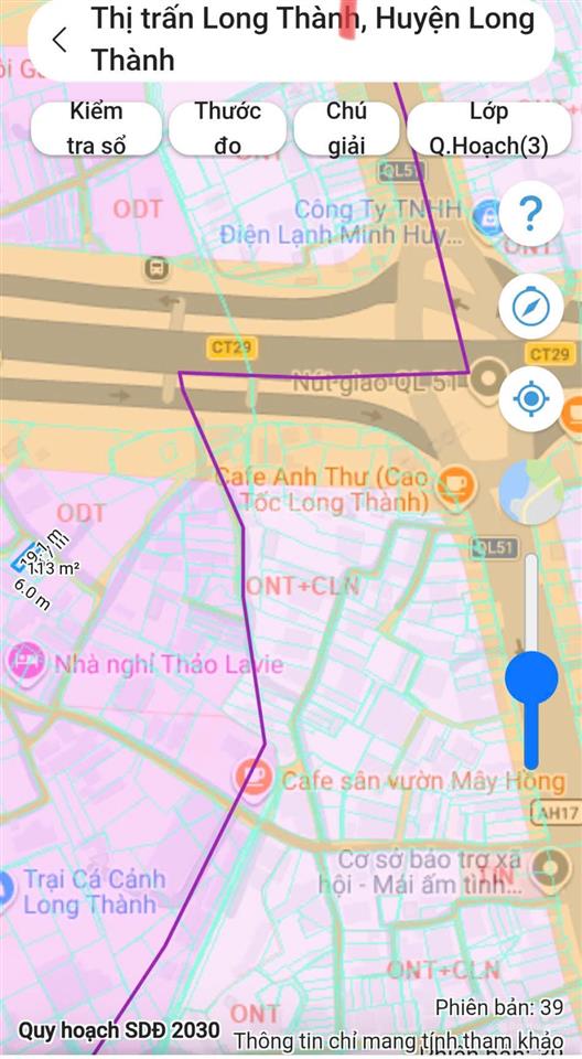 Đất nút giao cao tốc ltdg + ql 51  long an, long thành 109,6m2, gần full thổ cư, giá 1,8 tỷ