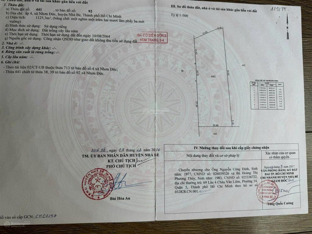 Đất vườn đẹp dt 1.125m2 đường ô tô, cách lê văn lương 300m  giá 6,5tr/m2