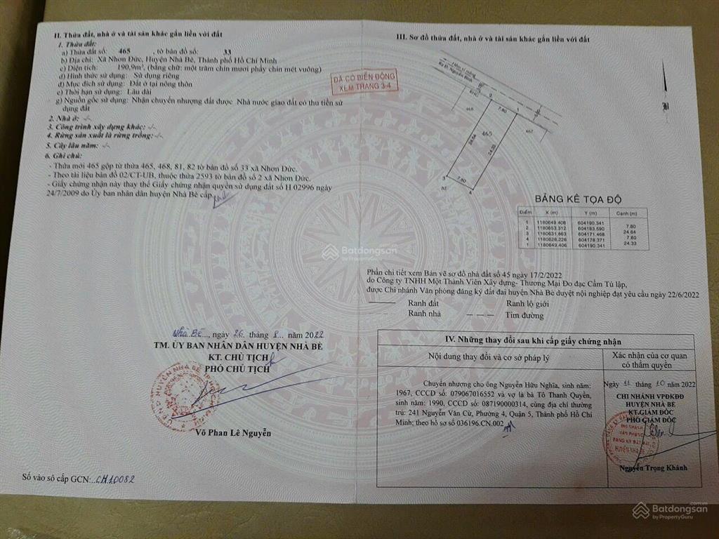 Bán đất dt 191m2 đường 6m, cách đường nguyễn bình chỉ 120m  giá 7 tỷ