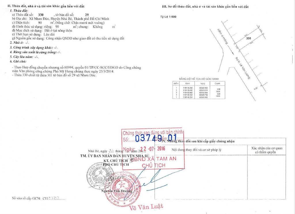 Dt 90m² đường nhựa 9m, cách lê văn lương chỉ 50m  giá 4,5 tỷ