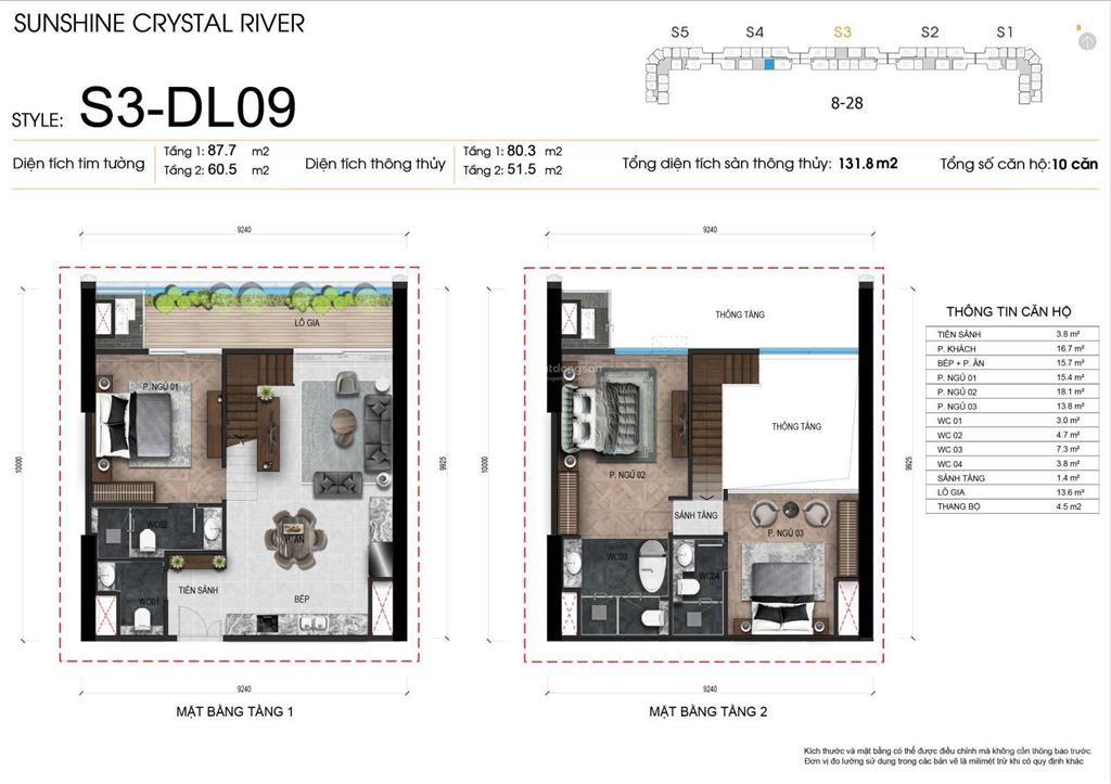 Chuyển nhượng căn 131.8m2 duplex 3 p ngủ 4 wc tầng trung cao view sông, giá 14.8tỷ cam kết còn hàng