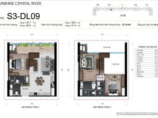 Chuyển nhượng căn 131.8m2 duplex 3 p ngủ 4 wc tầng trung cao view sông, giá 14.8tỷ cam kết còn hàng