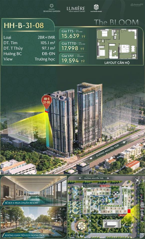 Căn hộ góc hot 2pn +1 cao cấp marteri cao xà lá. đóng tiền trong 3 năm.