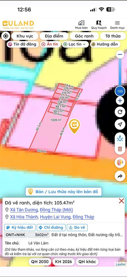 Bán 1.636m2 full đất ở, mặt tiền 26m2 ql80 gần ubnd xã tân dương giá 19,5ty cách chợ hoà thành 300m