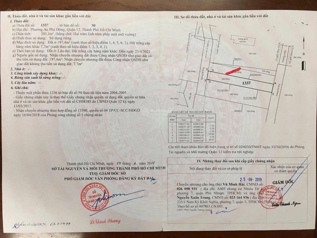 Bán đất 2 nền liền kề 2 mặt đường trước, sau hẻm 94 đường vườn lài 413m2 thổ cư 395m2 giá 24 tỷ