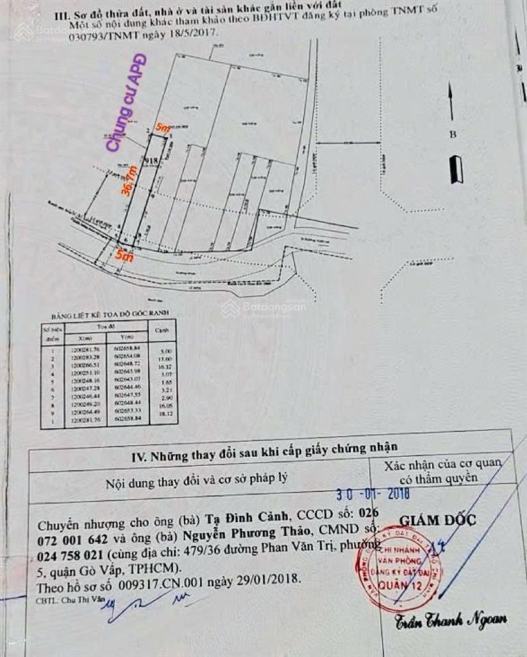 Bán đất mặt tiền hẻm 92 đường vườn lài, phường an phú đông diện tích 5 x 38m = giá 8,5 tỷ