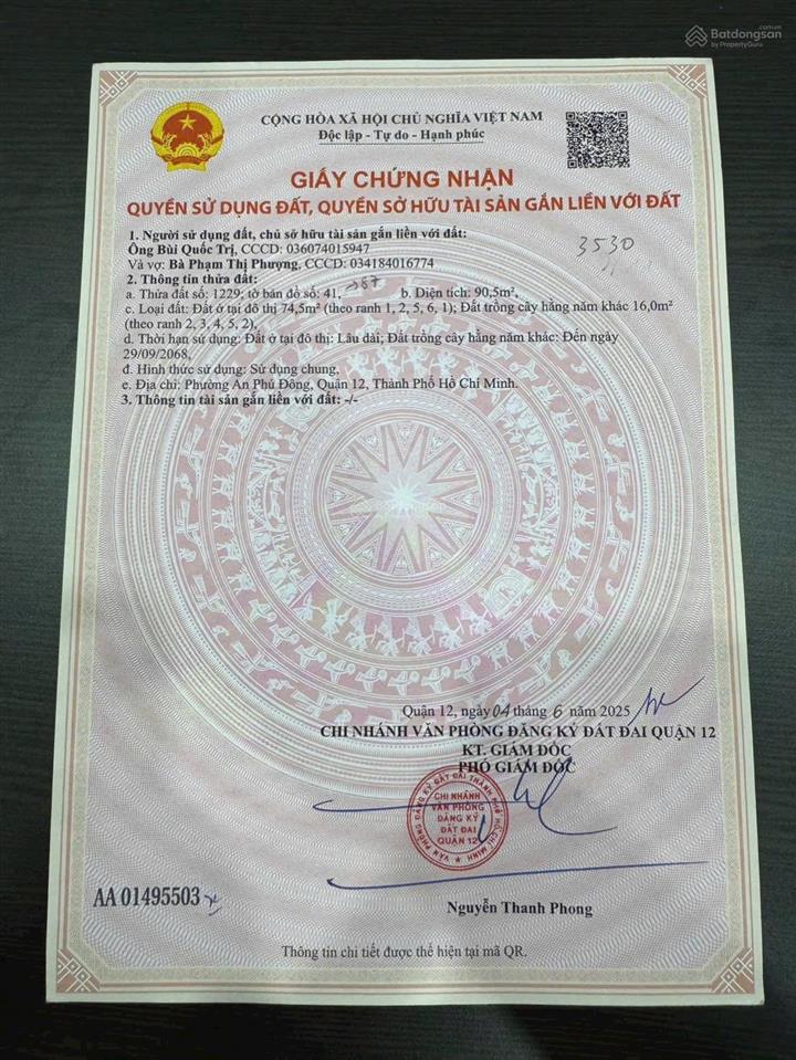 Bán đất 1 sẹc hẻm 94, phường an phú đông, quận 12 diện tích 4x23=6.7 tỷ