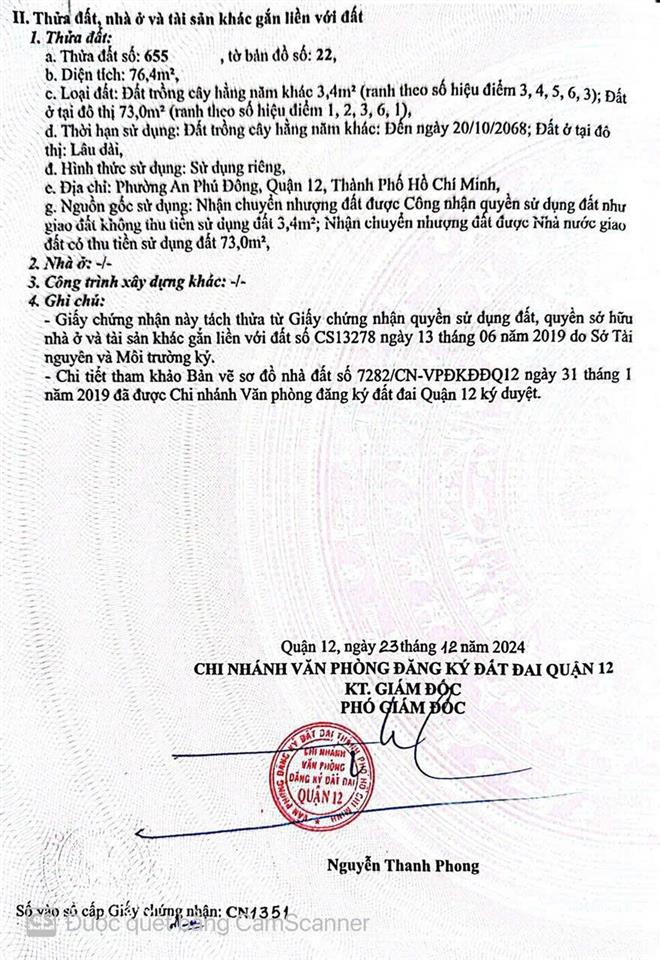 Bán đất 1/ an phú đông 9, gần mặt tiền rạch diện tích 2 sổ thổ cư 723m2 (ngang 8m)