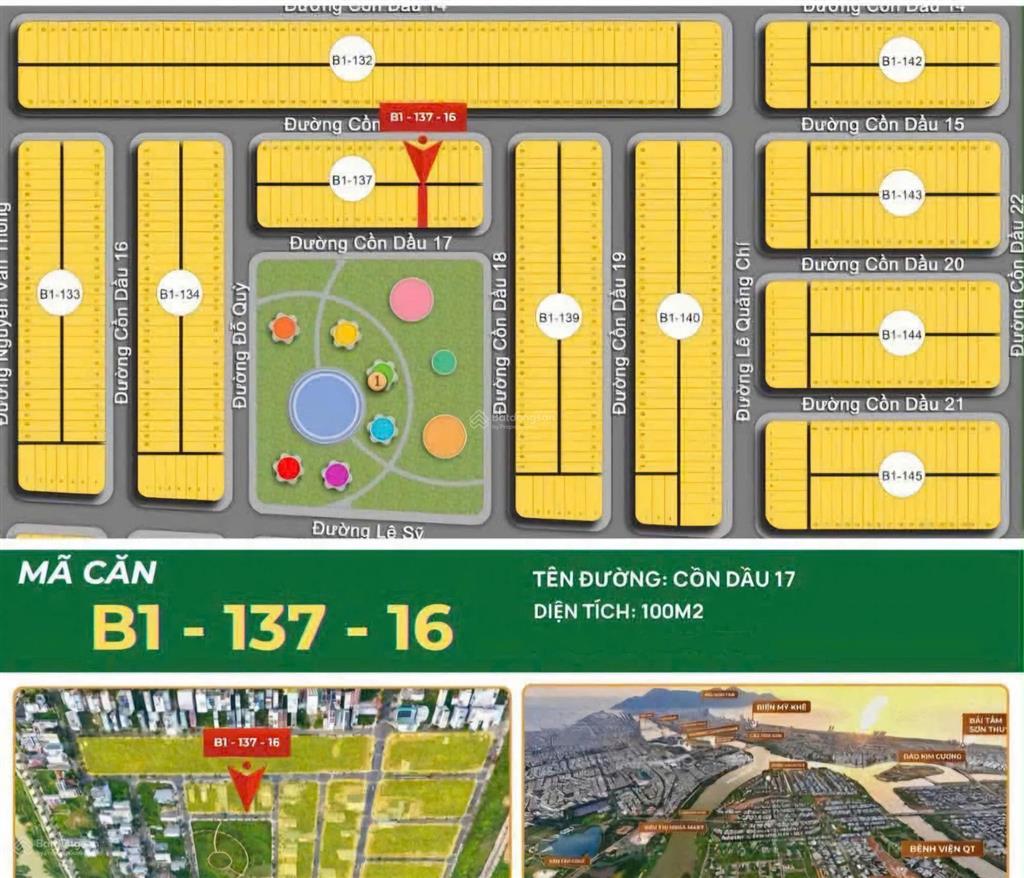 Bán lô đất view công viên đường cồn dầu 17, gần cầu hòa xuân