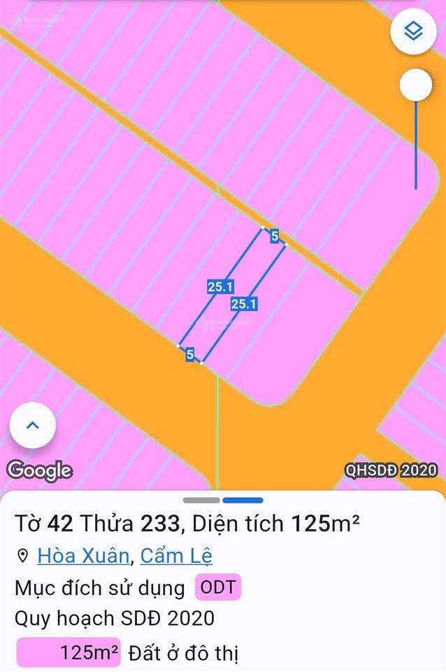 Bán lô đất đường cồn dầu 20 , diện tích lớn , giá siêu rẻ chưa tới 55tr/m2,