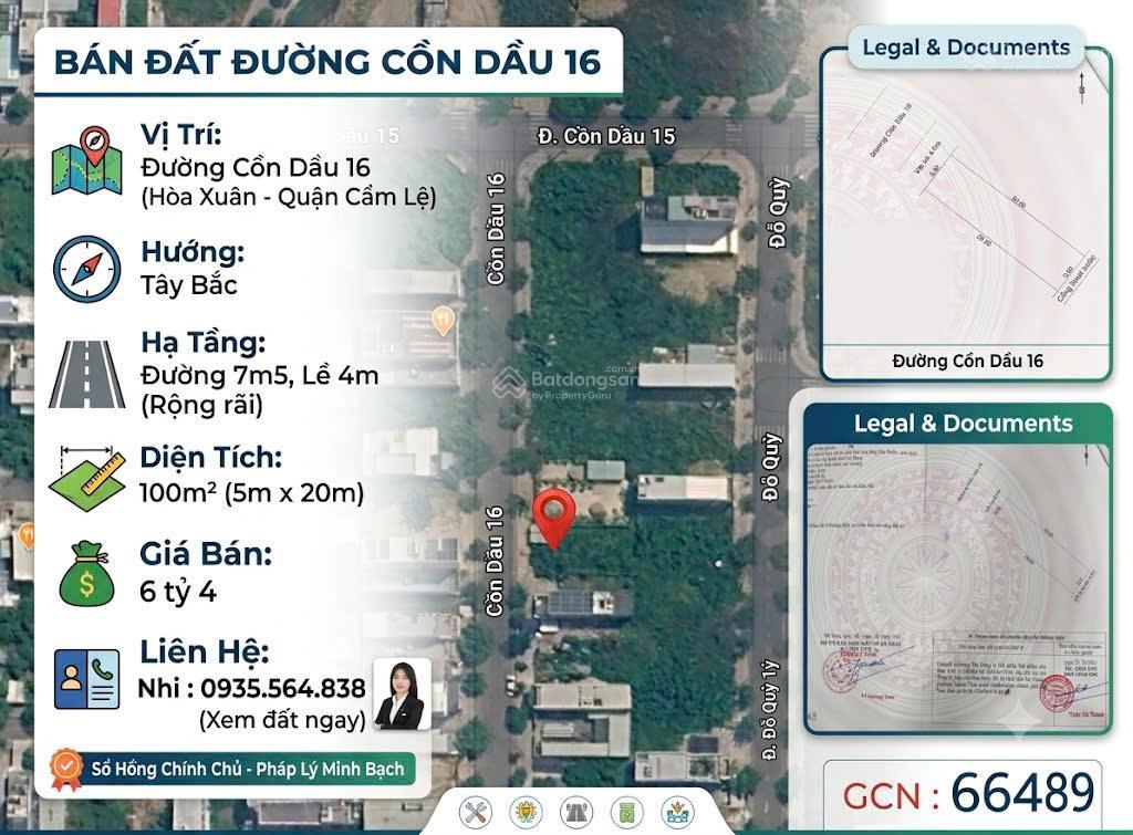 Bán lô đất đường cồn dầu 16, gần sông mát mẻ, sát cầu hòa xuân
