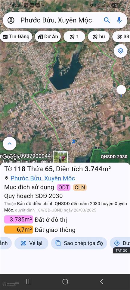 5244,3m2 trung tâm phước bửu, xuyên mộc, hồ tràm, chẩn bị lên phường hồ tràm, tp hồ chí minh