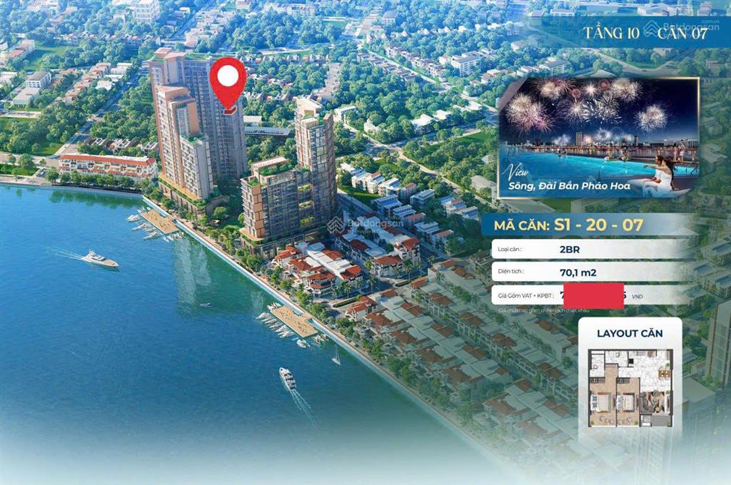 Hiếm có! một căn 2br hiếm có, đẹp view sông hàn, pháo hoa diff dự án sun symphony giá tốt
