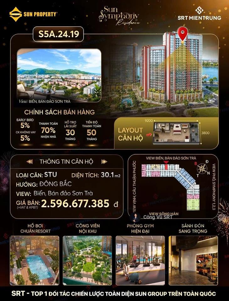 Studio tầng 24 view biển & bán đảo sơn trà nhóm tài sản không dành cho số đông