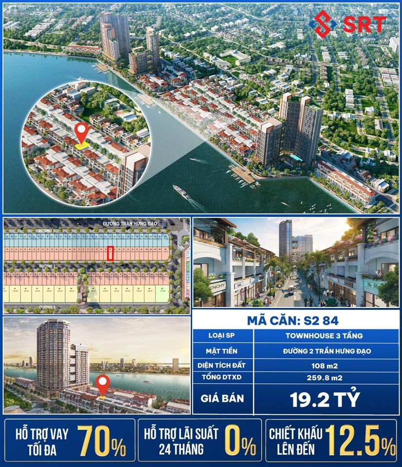 Em vũ lên cho a/c 1 căn townhouse 3 tầng của dự án sun symphony đà nẵng chỉ 19.2tỷ, sổ hồng lâu dài