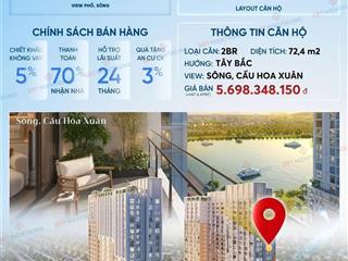 Quỹ thưởng spana tower  căn góc 2pn view trực diện sông mua trực tiếp cđt ký hđmb ngay chỉ 4,8 tỷ