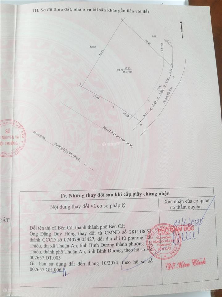 Bán đất mặt tiền sông 1.527m2 tại phú an, bình dương