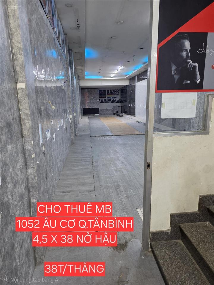 Cho thuê nhà nguyên căn  1052 âu cơ q, tân bình. ngang 4,5 x 38 trống suốt