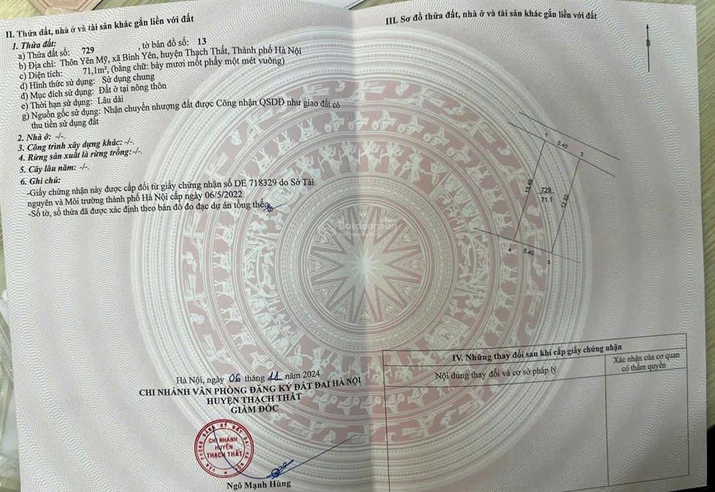 Chính chủ cần gửi bán gấp lô đất 71m2 full thổ ngay trung tâm công nghệ cao