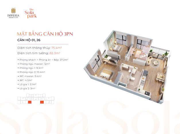 Chính chủ bán nhanh căn 1n+47m3.5 tỷ g6 the sola park trong kđt vinhomes smart city