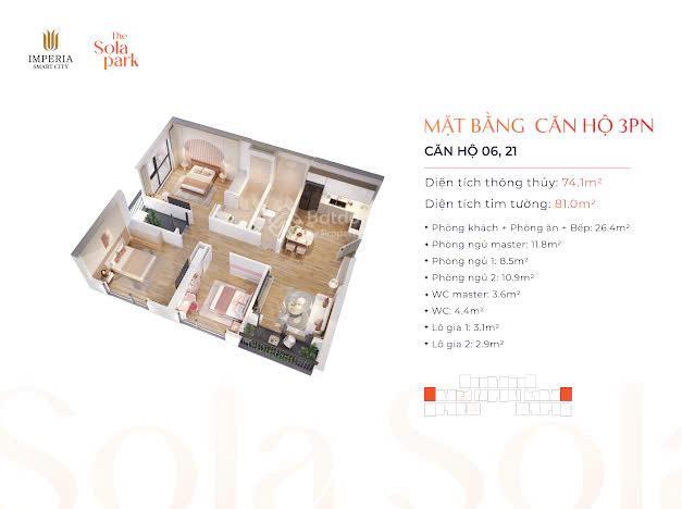 Chính chủ bán căn g5.2321 76m2 3pn view mỹ đình tòa imperia the sola park kđt vinhomes smartcity