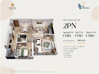 Bán cắt lỗ 500 triệu 2pn  69m2 vic  4,7 tỷ v2 trục 17 hướng đn căn góc tòa victoria