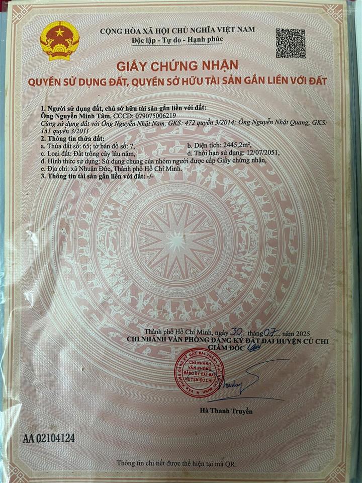 Bán đất mặt tiền tỉnh lộ 15, 15 tỷ, 2445,2 m2, pháp lý đầy đủ. cần tìm nhà đầu tư