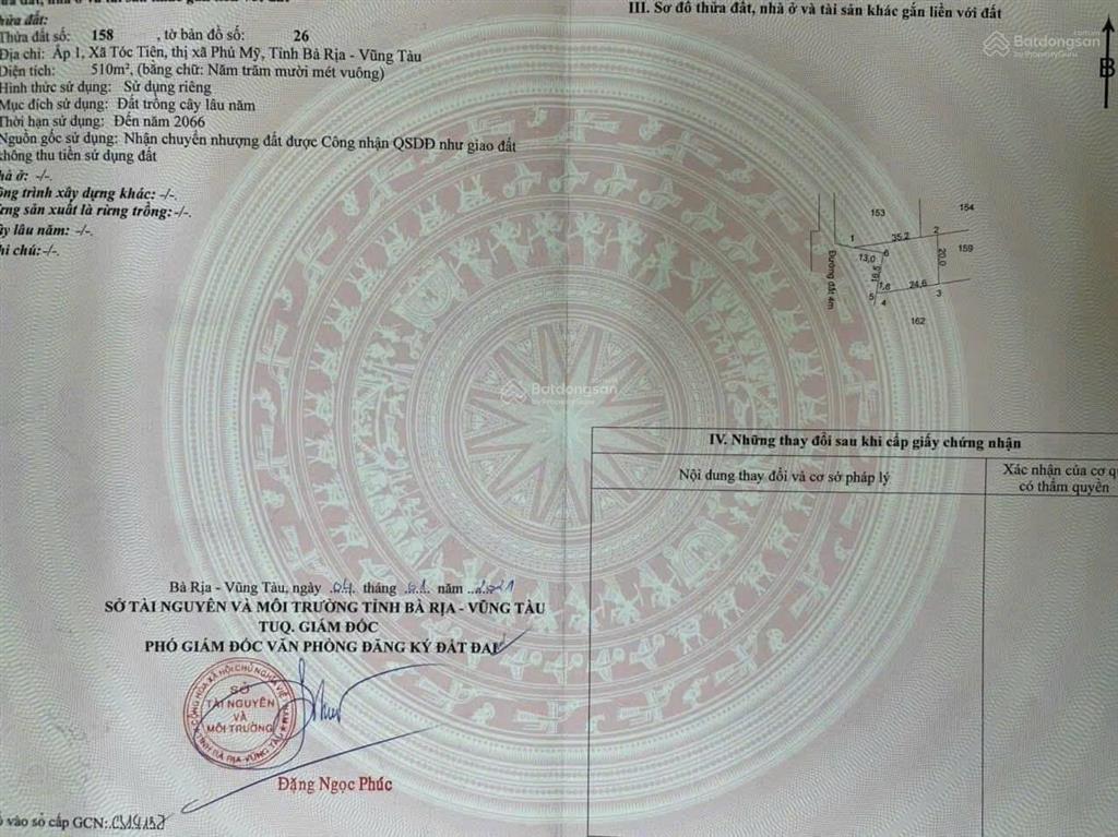 Bán đất tại tóc tiên, brvt (châu pha  tp hồ chí minh) diện tích 500m2  đã xây tường bao kiên