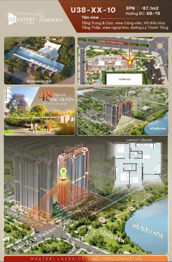 Siêu phẩm 3pn 86m2 giá chỉ 82 tr/m2 masteri lakeside, view hồ hàng siêu hiếm chênh nhẹ!