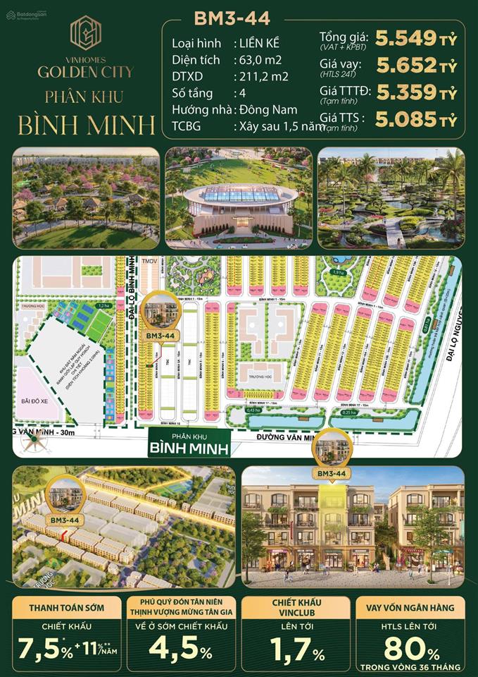 Em mạnh 0842 006 *** bán căn liền kề giá 4,85 tỷ xây thô 4 tầng dự án vin dương kinh hướng đn dt 63m2
