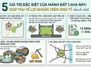 Bán 1,4 hecta đất 4 mặt tiền lớn  ln 1000 tỷ và dòng tiền vài tỷ mỗi tháng