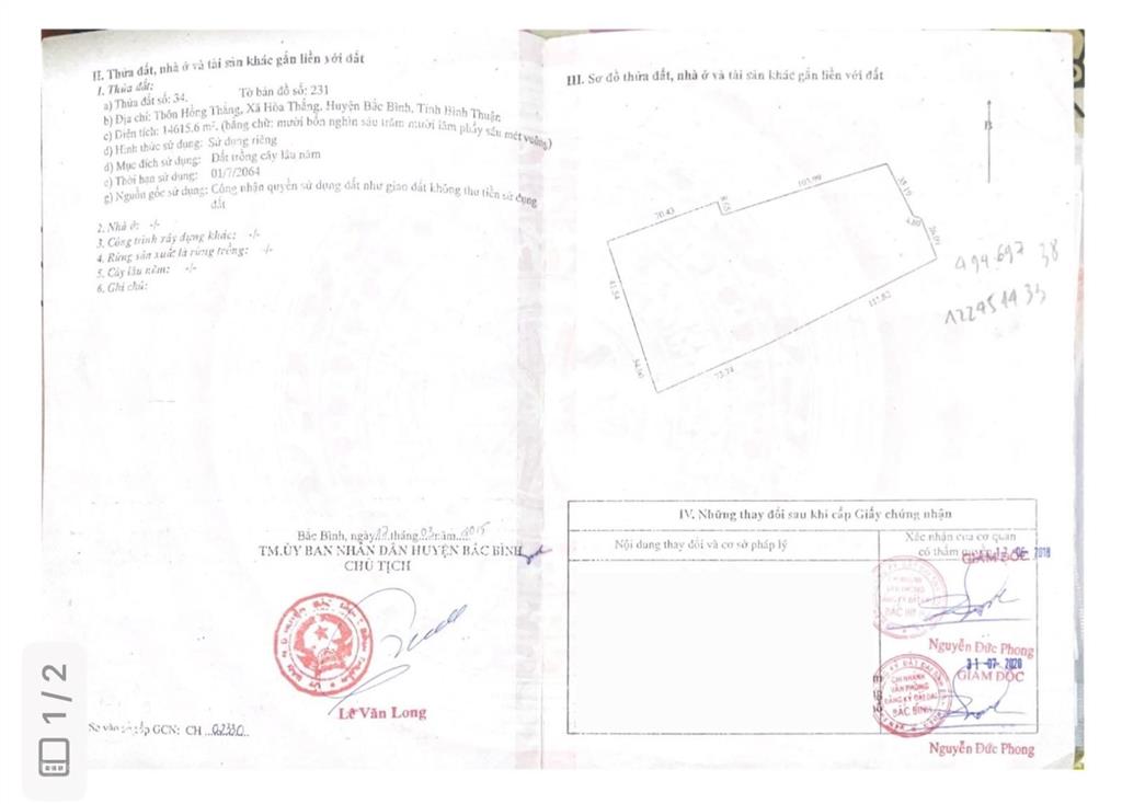 Bán cắt lỗ sâu mảnh đất nn đất hoà thắng, qh full thổ cư gần các dự án lớn, giá chỉ 250tr/sào