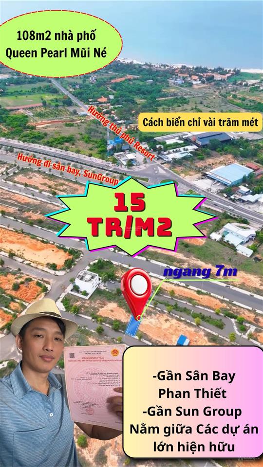 Bán nền nhà phố queen pearl mũi né giá tốt, mặt tiền 7m giá chỉ 15tr/m2