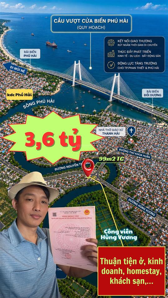 Bán 99m2 thổ cư 2 mặt tiền trước sau ngay vòng xuyến hùng vương & nguyễn thông giá chỉ 3,450 tỷ
