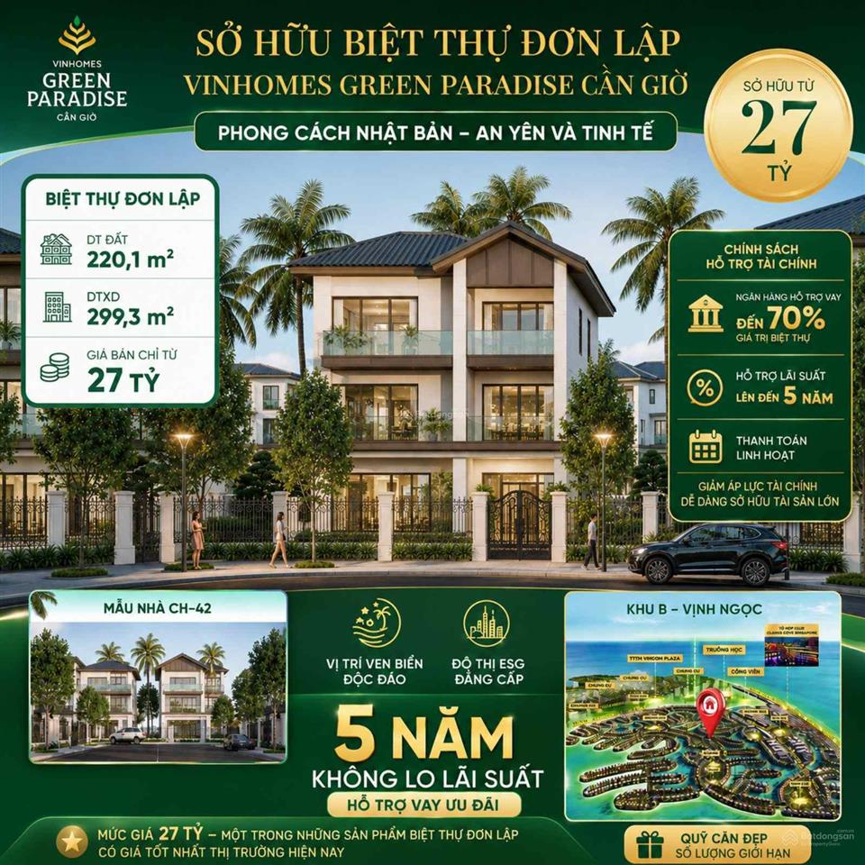Duy nhất 1 căn biệt thự đơn lập có bãi biển sau nhà giá tốt nhất thị trường 27 tỷ