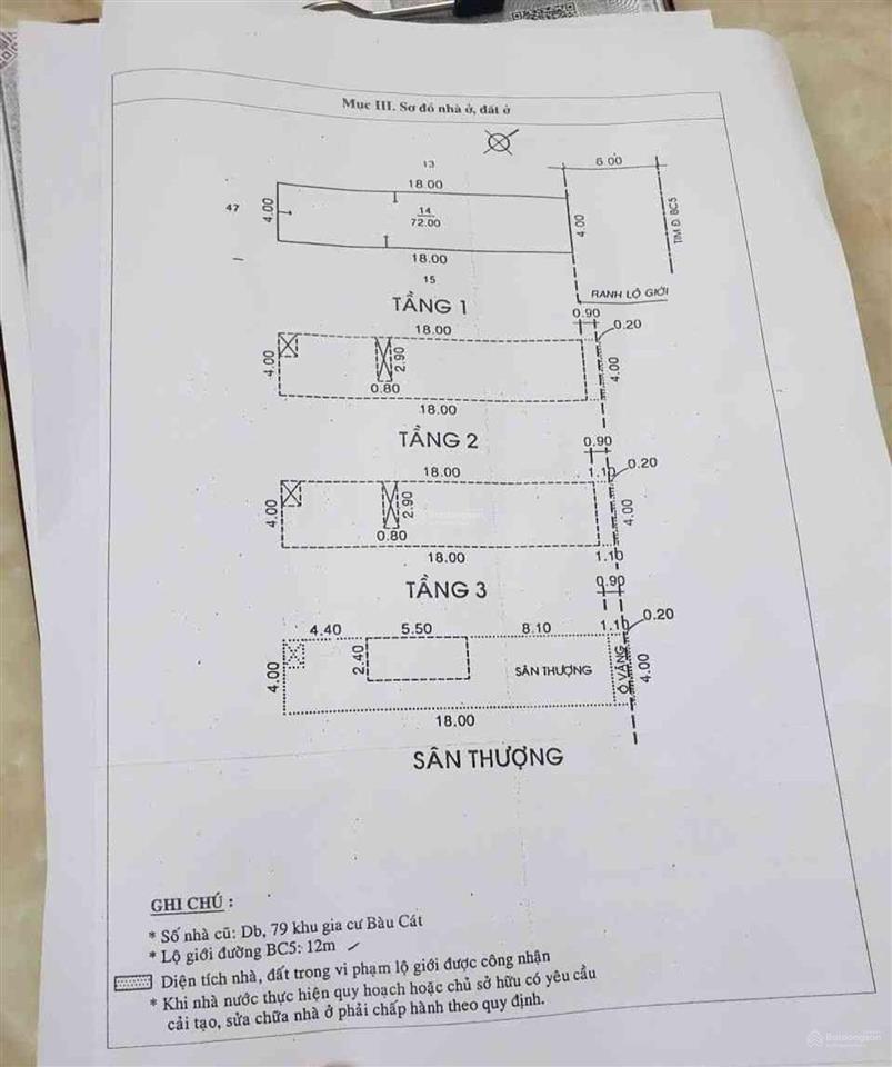 Mtkd bàu cát 72m2, 3 tầng, dt 4 x 18, giá 16.3 tỷ (tl chính chủ)
m6c8